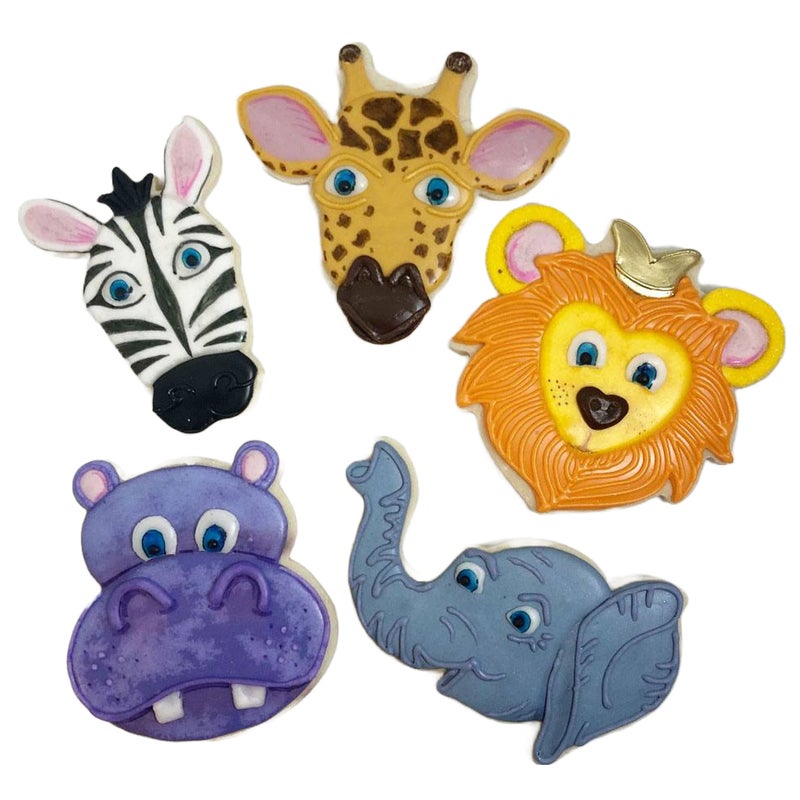Foose Cookie Cutters 5 Piece Jungle Animal Faces Circus Elephant  Giraffe  Hippo  Lion  Zebra  USA - Image 2