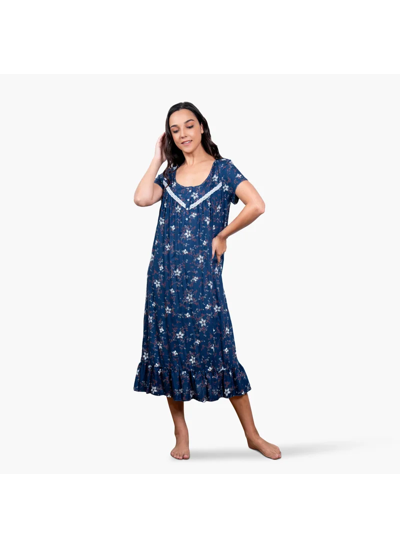 Aadaraya Floral Print Night Gown
