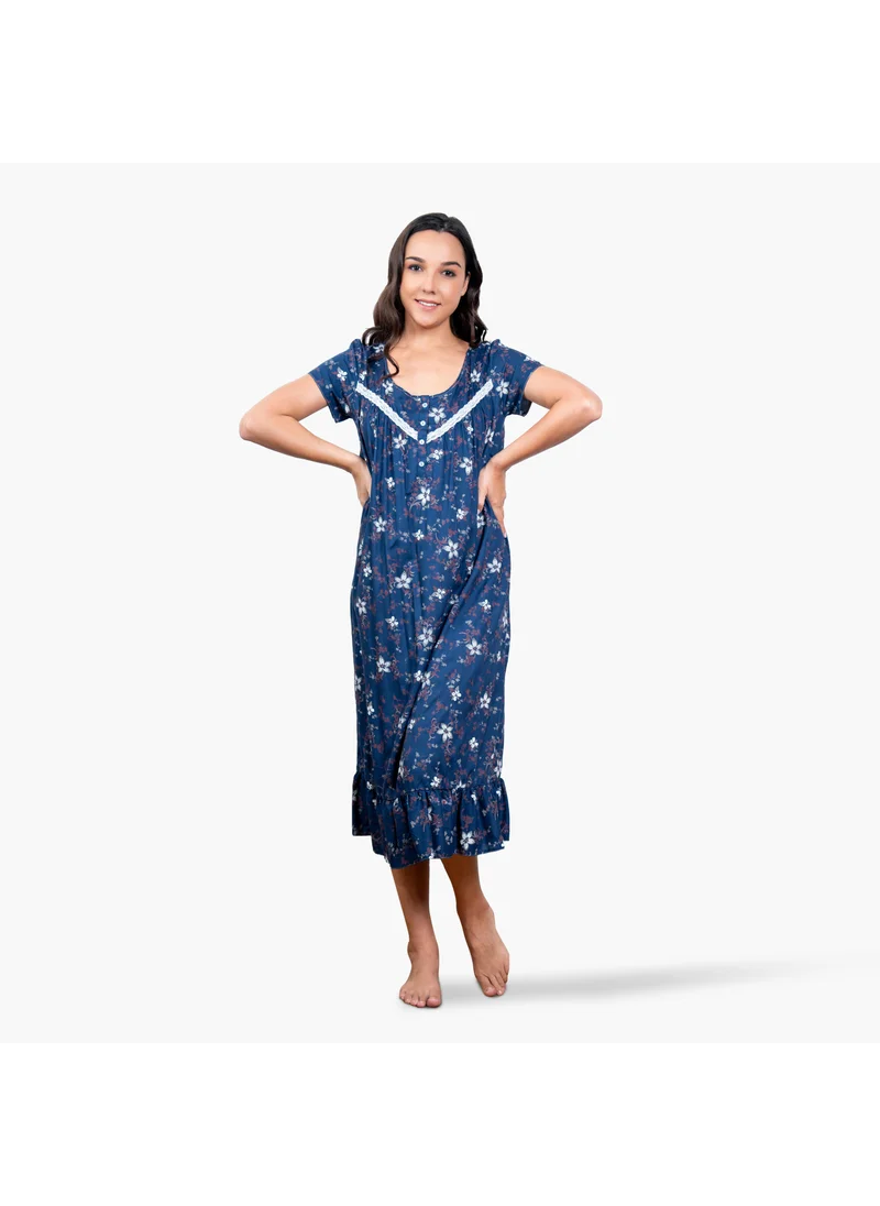 Aadaraya Floral Print Night Gown