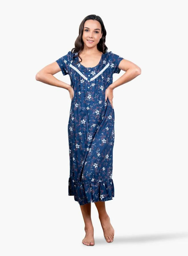 Aadaraya Floral Print Night Gown