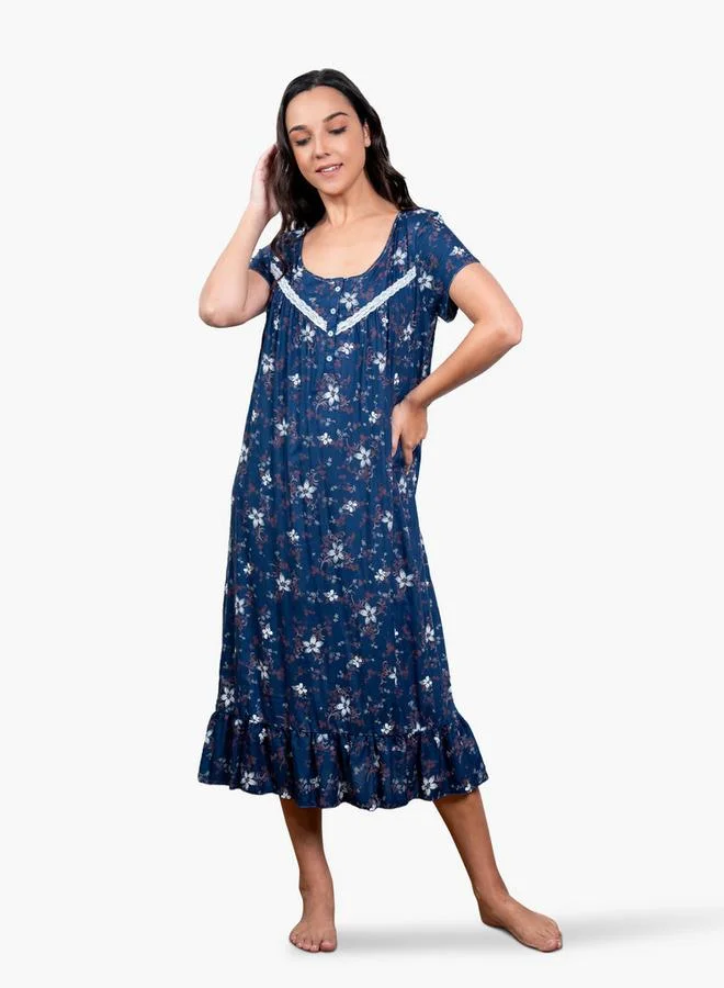 Aadaraya Floral Print Night Gown