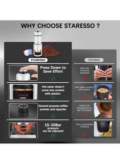 STARESSO Portable Espresso Maker Small Eepresso Cappuccino Coffee Machine,Travel Coffee Maker Small Press Hand Coffee Maker Espresso Machine for Camping, Travel Office Home Sailing  - Image 5