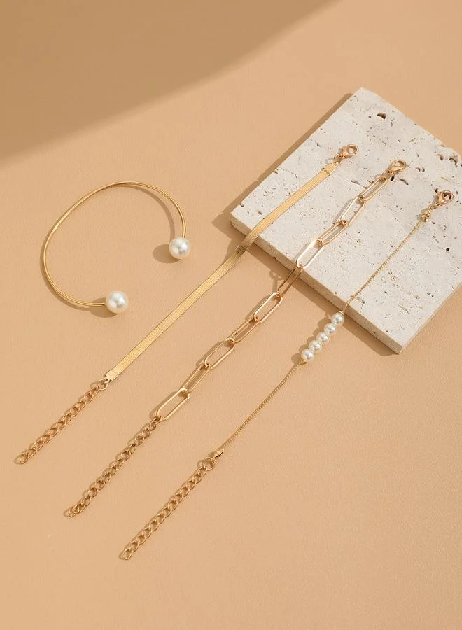 Take Two Take Two Set of 4 - Faux Pearl Decor Bracelets