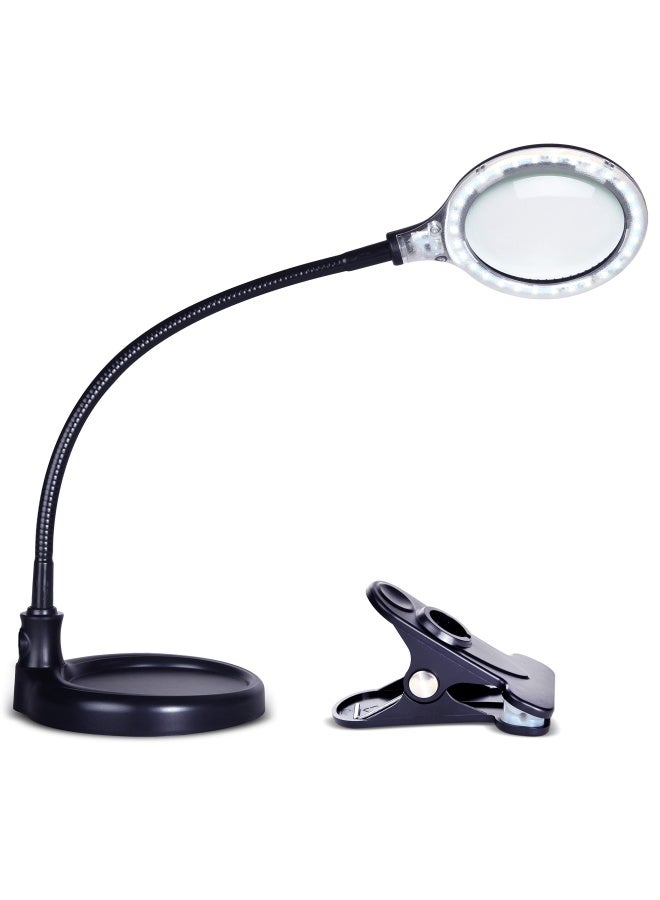brightech Lightview Pro Flex 2-In-1 Magnifying Glass Led Lamp - Lighted Magnifier With Stand And Clamp - For Desk Sewing Table - Bright Light For Reading Crafts - 2.25X Magnification  - Image 1