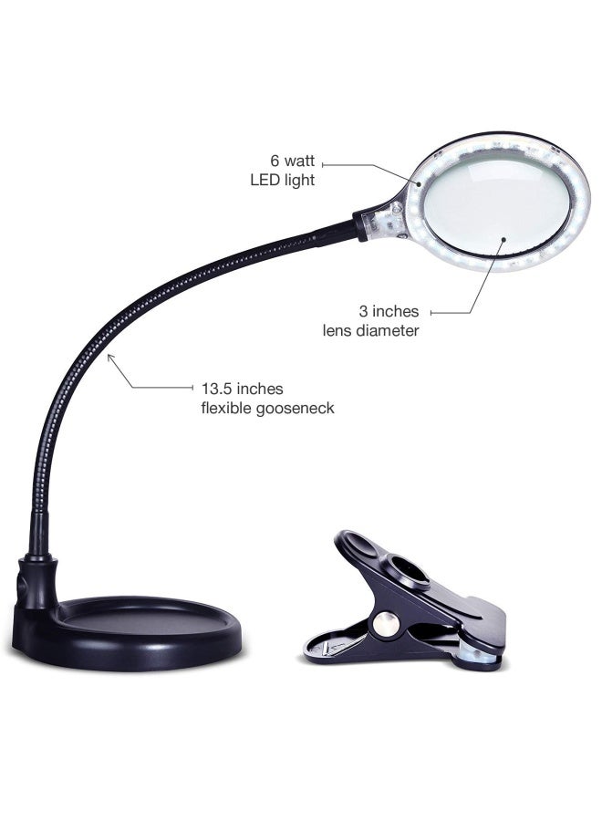 brightech Lightview Pro Flex 2-In-1 Magnifying Glass Led Lamp - Lighted Magnifier With Stand And Clamp - For Desk Sewing Table - Bright Light For Reading Crafts - 2.25X Magnification  - Image 2
