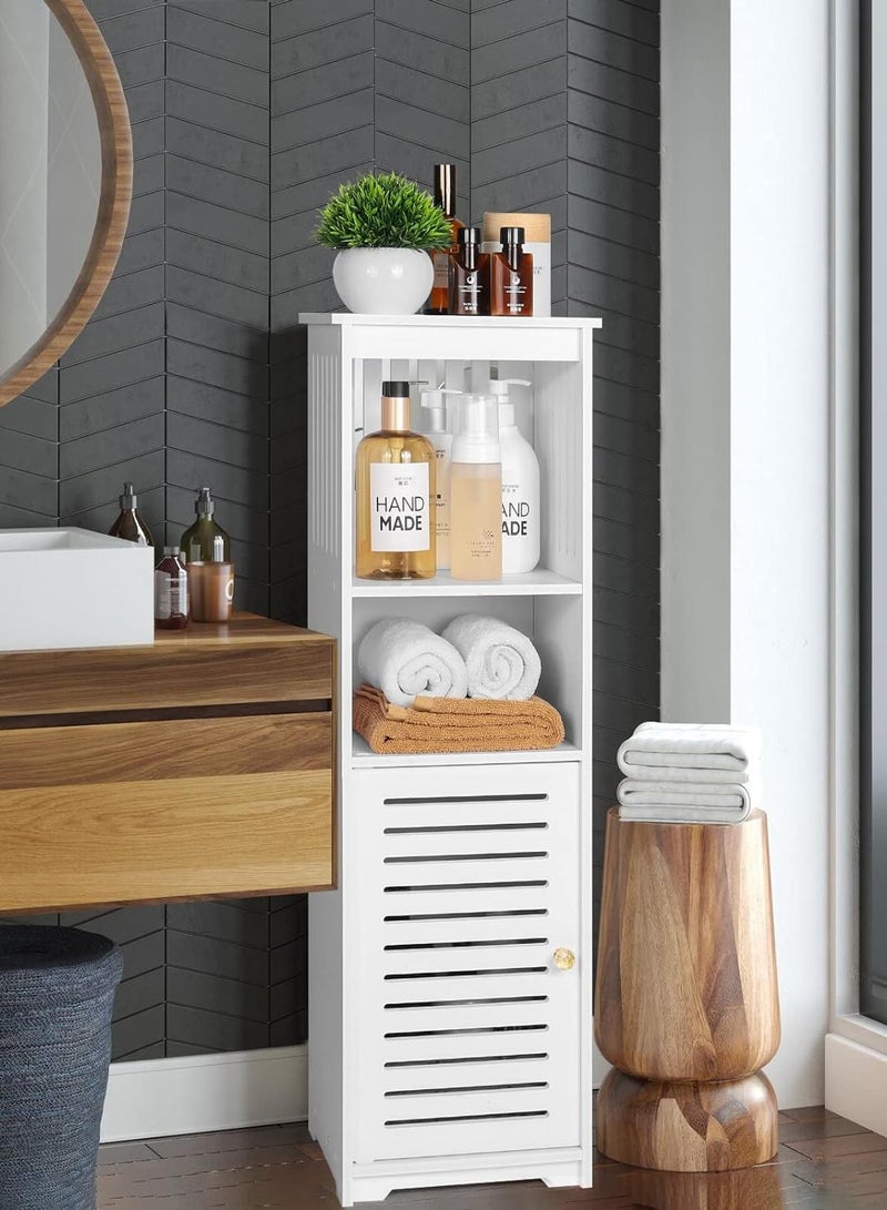 TPGP Small Bathroom Storage Cabinet, White Floor Standing Storage Cabinet, Home Storage Furniture Shelf – Suitable for Toilet, Bedroom, Kitchen, Living Room - Image 3