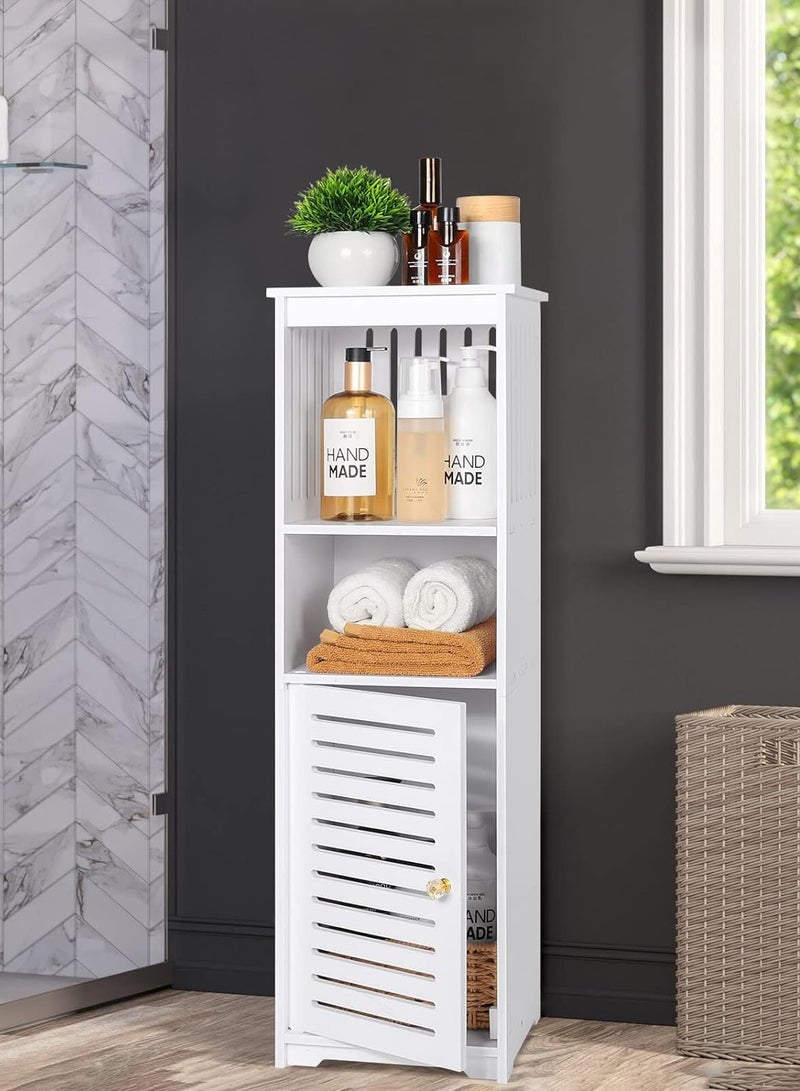 TPGP Small Bathroom Storage Cabinet, White Floor Standing Storage Cabinet, Home Storage Furniture Shelf – Suitable for Toilet, Bedroom, Kitchen, Living Room - Image 5