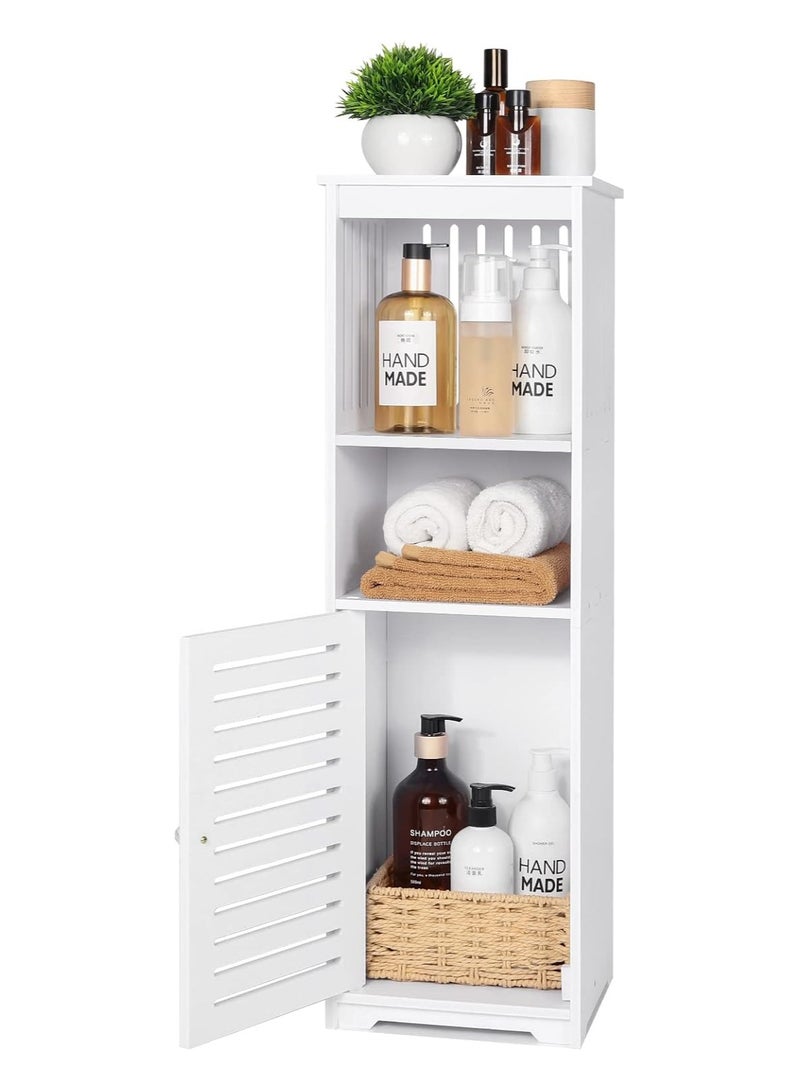 TPGP Small Bathroom Storage Cabinet, White Floor Standing Storage Cabinet, Home Storage Furniture Shelf – Suitable for Toilet, Bedroom, Kitchen, Living Room - Image 1