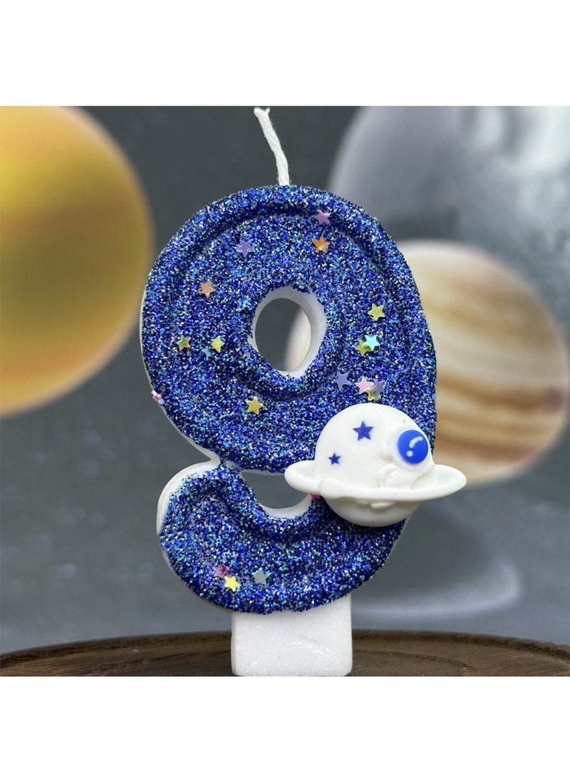 l&wen Number Birthday Candle, Planet Number Cake Candles for Birthday, Weddings, Anniversaries and Theme Party Decorations 7cm (Number 9)  - Image 1
