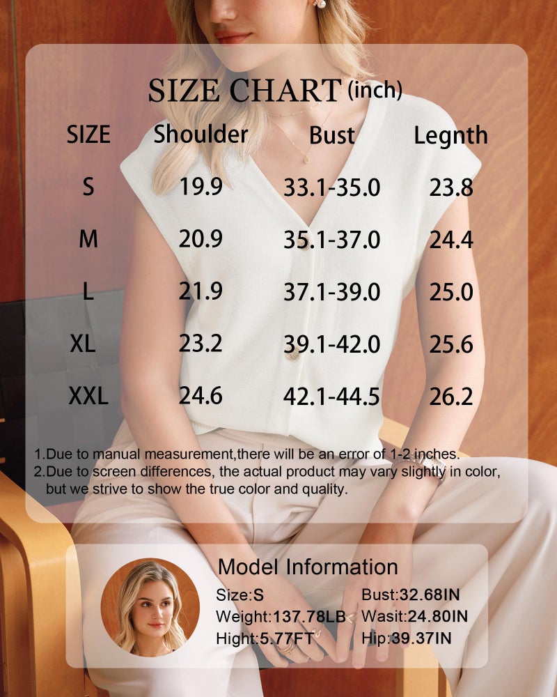 Arach&Cloz Sweater Vest Tops for Women Wool Blend Lightweight Summer Work Tops Cashmere Button Down Business Casual Old Money Fashion Clothing 2026 Off-White M - Image 5