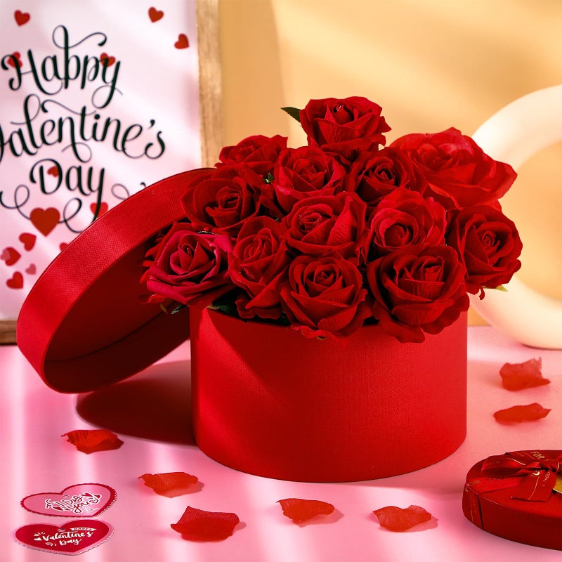 Nuenen Gift Boxes With Lids Floral Foam Set Round Boxes Flower Arrangements Supplies Round Floral Foam For Flowers For Mother'S Day Bridesmaid Wedding(Red) - Image 4