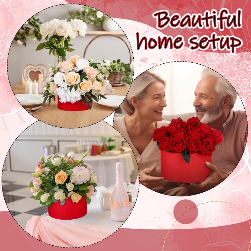 Nuenen Gift Boxes With Lids Floral Foam Set Round Boxes Flower Arrangements Supplies Round Floral Foam For Flowers For Mother'S Day Bridesmaid Wedding(Red) - Image 5