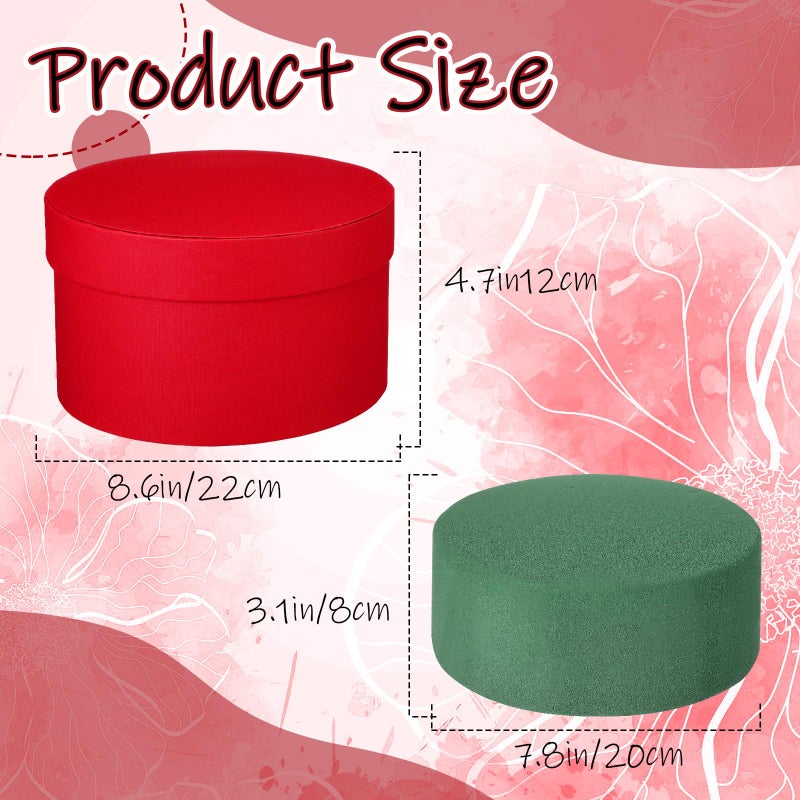 Nuenen Gift Boxes With Lids Floral Foam Set Round Boxes Flower Arrangements Supplies Round Floral Foam For Flowers For Mother'S Day Bridesmaid Wedding(Red) - Image 2