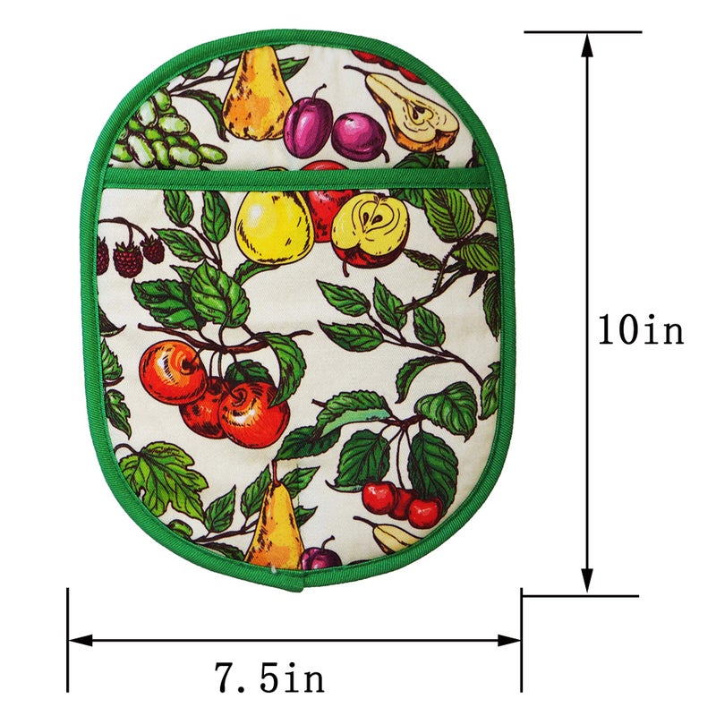 RED LMLDETA Pot Holders Set of 2 with Transparent Clear Silicone Shell and Nice Fruit Flower Cotton Lining  Heat Resistant to 500 F Kitchen Oven Gloves Pot Holder for Cooking (Fruit Flower  Potholders) - Image 2