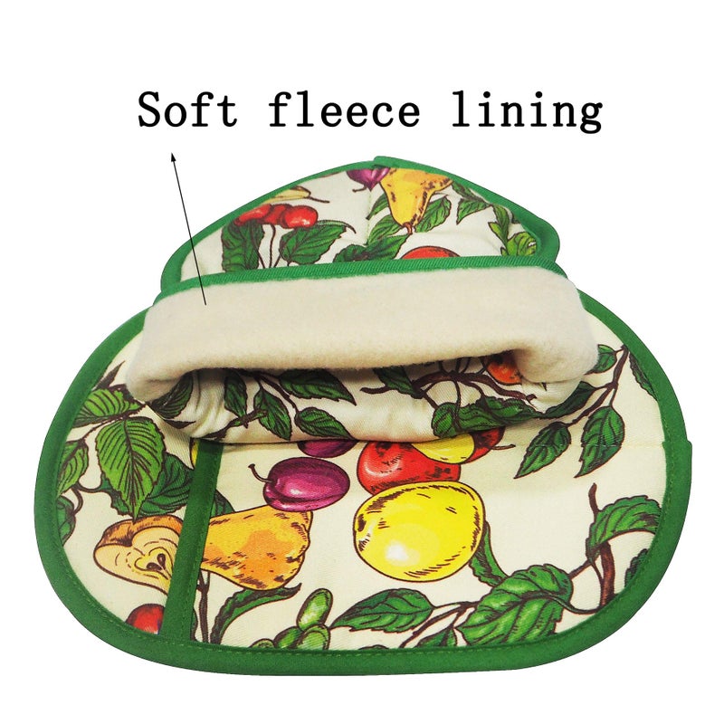 RED LMLDETA Pot Holders Set of 2 with Transparent Clear Silicone Shell and Nice Fruit Flower Cotton Lining  Heat Resistant to 500 F Kitchen Oven Gloves Pot Holder for Cooking (Fruit Flower  Potholders) - Image 5