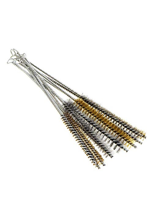 YXQ YXQ 12Pcs Tube Brush Kit Stainless SteelBrass Round Wire Pipe Cleaner LongHandle Metal Bristle Cleaning for Auto Parts Bottles 12 inch X 6mm8mm10mm12mm15mm20mm 