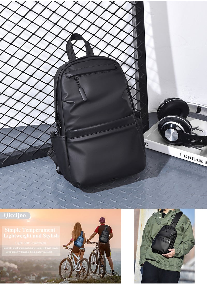 Qiccijoo - Qiccijoo Sling Backpack Small Crossbody Bag Shoulder Bag for Men Women Chest Bag Hiking Daypack Travel Bag Casual Daypack Backpacks for Walking Biking Gym Sport Cycling(Black) - Image 1