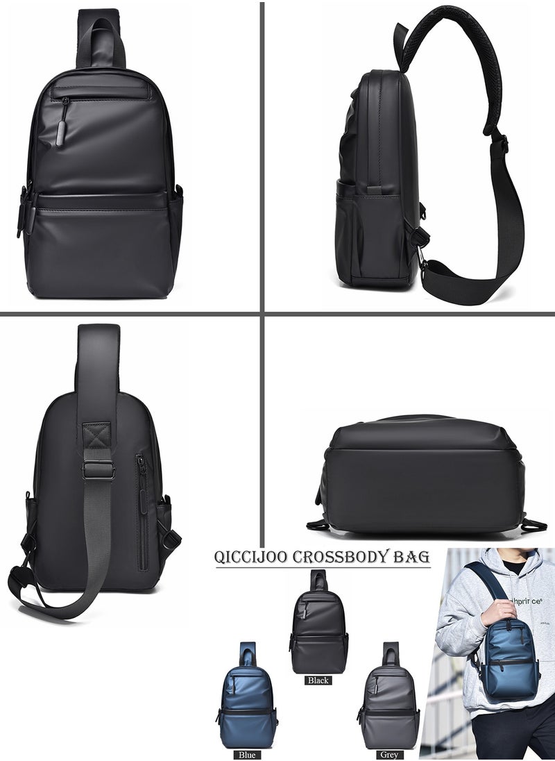 Qiccijoo - Qiccijoo Sling Backpack Small Crossbody Bag Shoulder Bag for Men Women Chest Bag Hiking Daypack Travel Bag Casual Daypack Backpacks for Walking Biking Gym Sport Cycling(Black) - Image 1