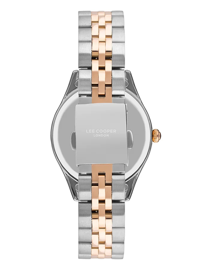 لي كوبر Lee Cooper Women's Quartz Movement Watch, Multi Function Display and Metal Strap - LC07333.530, Silver