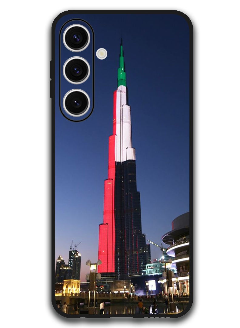Theodor Protective Case Anti Scratch Shock Proof Bumper Cover For Samsung Galaxy S24 FE UAE Flag on Burj Khalifa - Image 1
