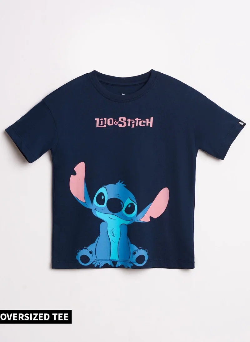 The Souled Store The Souled Store Lilo &amp; Stitch Cute Face Printed T-shirt for Kids and Girls