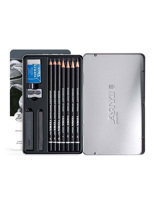 Lyra REMBRANDT GRAPHITE METAL BOX SET OF 7 PENCILS AND 4 ACCESSORIES