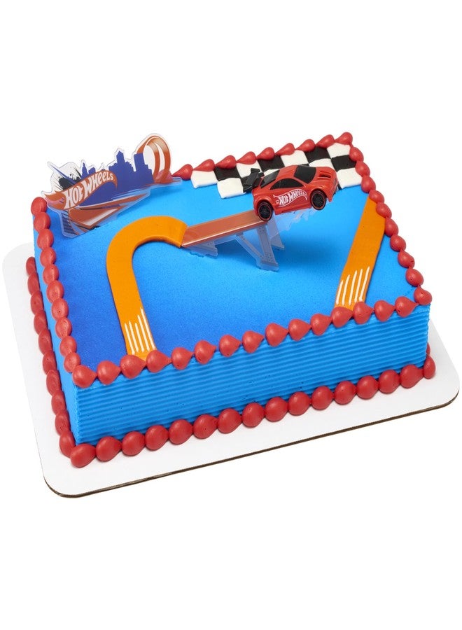 DecoPac DecoSet® Hot Wheels™ Supreme Speed Cake Topper, Car Cake Decoration Set with Vehicle cake topper, Ramp and Background Pics, 3 Piece Set | For Birthday And Celebrations - Image 1
