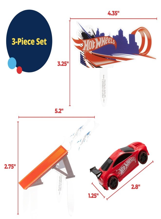 DecoPac DecoSet® Hot Wheels™ Supreme Speed Cake Topper, Car Cake Decoration Set with Vehicle cake topper, Ramp and Background Pics, 3 Piece Set | For Birthday And Celebrations - Image 5