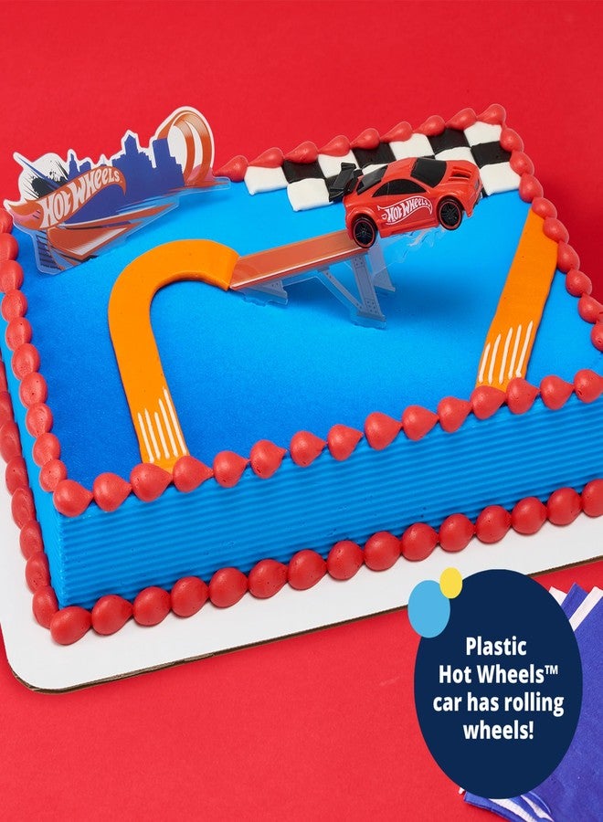 DecoPac DecoSet® Hot Wheels™ Supreme Speed Cake Topper, Car Cake Decoration Set with Vehicle cake topper, Ramp and Background Pics, 3 Piece Set | For Birthday And Celebrations - Image 4