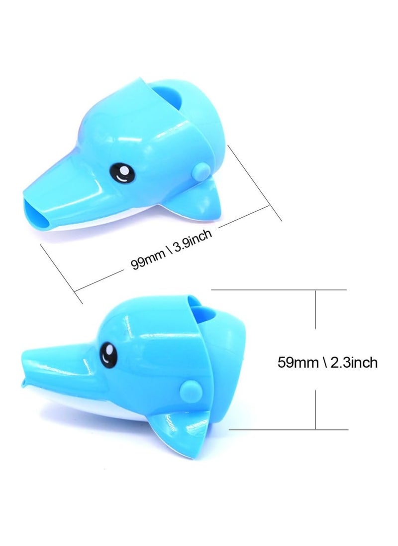 Rustark Cartoon Faucet Extender Sink Handle Extender Set Of 3, Yellow Duck, Pink Elephant, Blue Dolphin  - Image 4