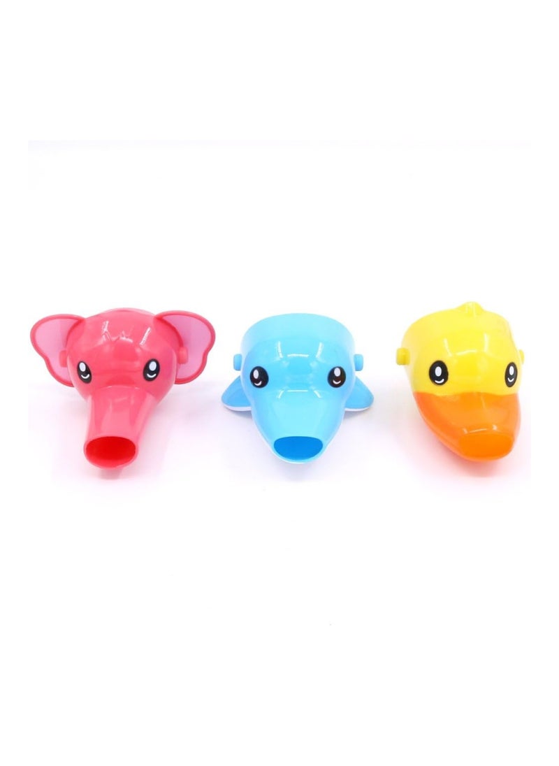 Rustark Cartoon Faucet Extender Sink Handle Extender Set Of 3, Yellow Duck, Pink Elephant, Blue Dolphin  - Image 2