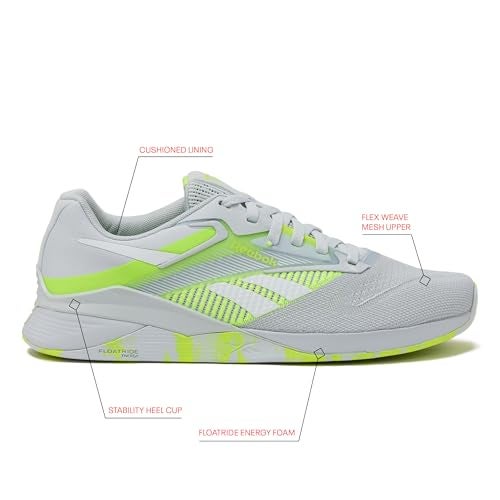 Reebok Nano X4 Mens Shoes, Cross Training Gym Sneakers for Men, Moon/Digital Lime/Footwear White, 8.5 - Image 2