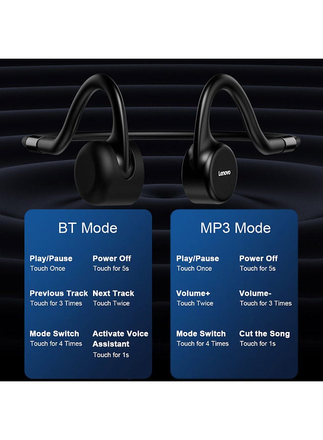 Lenovo X5 Bone Conduction Headphones 8GB MP3 Player Wireless BT5.0 Earphone IPX8 Waterproof Swimming Sports Headset Hands-free with Microphone