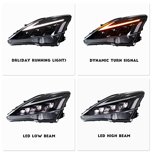 HCMOTIONZ Headlights Compatible with Lexus IS250/ IS250C IS350 IS350C IS220d 2006-2012, ISF 2008-2014 With DRL Start UP Animation LED Lamp - Image 3