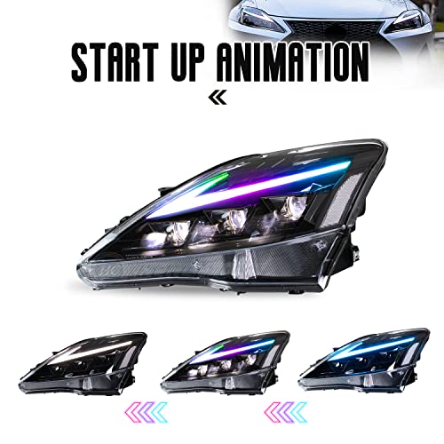 HCMOTIONZ Headlights Compatible with Lexus IS250/ IS250C IS350 IS350C IS220d 2006-2012, ISF 2008-2014 With DRL Start UP Animation LED Lamp - Image 5