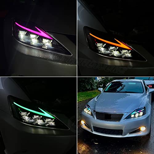 HCMOTIONZ Headlights Compatible with Lexus IS250/ IS250C IS350 IS350C IS220d 2006-2012, ISF 2008-2014 With DRL Start UP Animation LED Lamp - Image 2