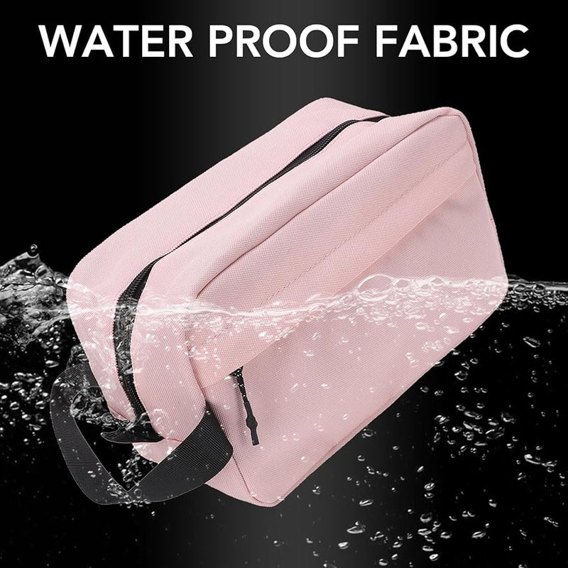 Fockety Waterproof Nylon Hanging Toiletry Bag For Men And Women Pink With Compartments - Image 3