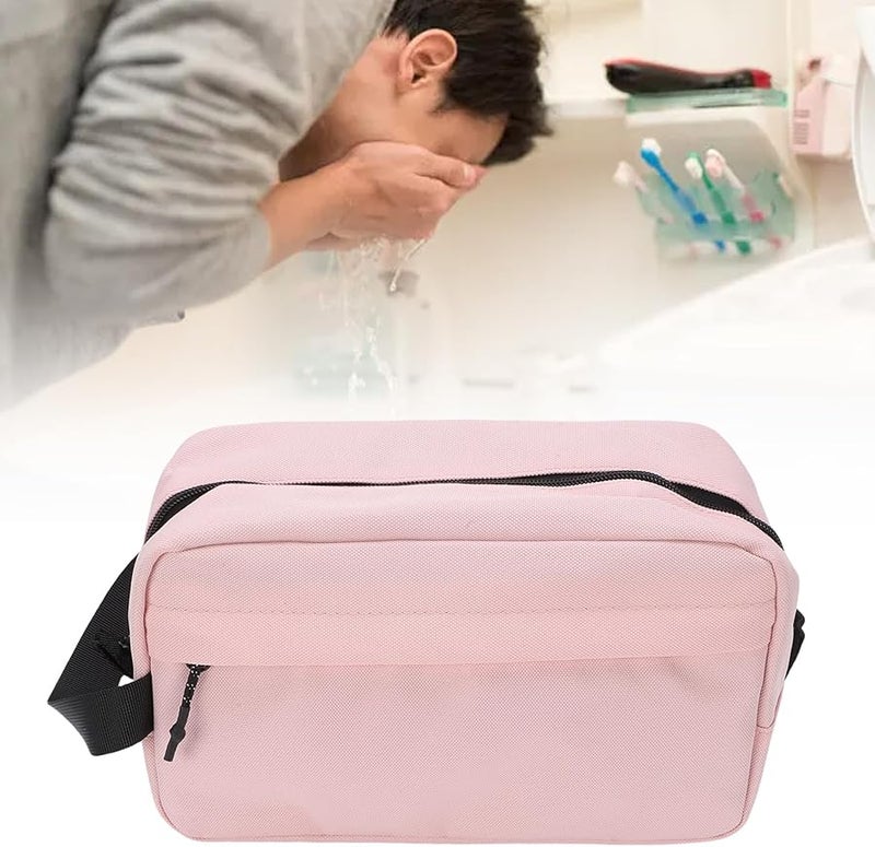 Fockety Waterproof Nylon Hanging Toiletry Bag For Men And Women Pink With Compartments - Image 5