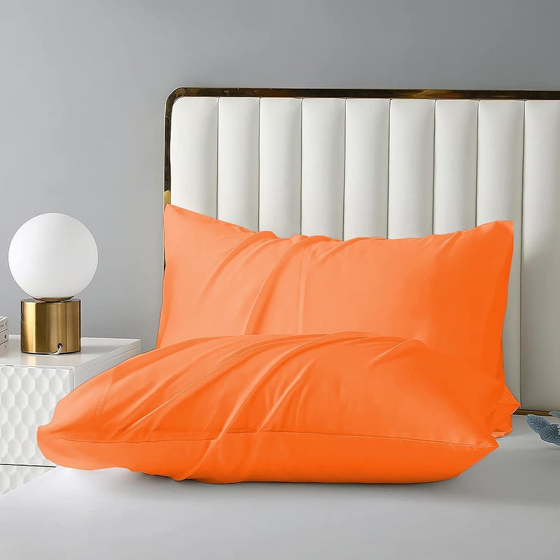 Filbert Platinum Premium Collection Egyptian Cotton 400TC Orange 2 Piece Pillow Covers 20 x 30 Inches - Image 1