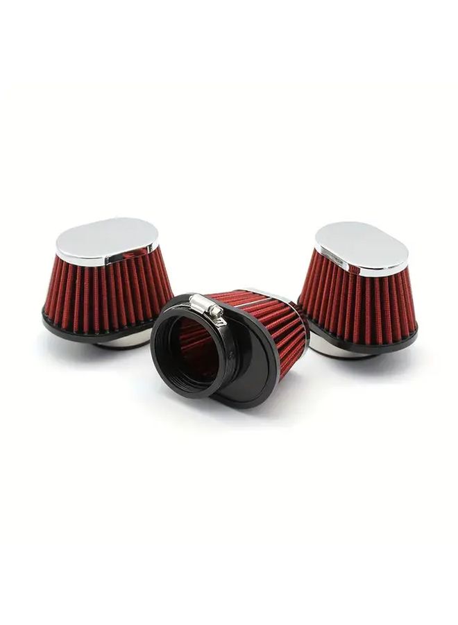 Red Universal Motorcycle Air Filter 60mm Chrome Mushroom Head Performance Enhancement - Image 1