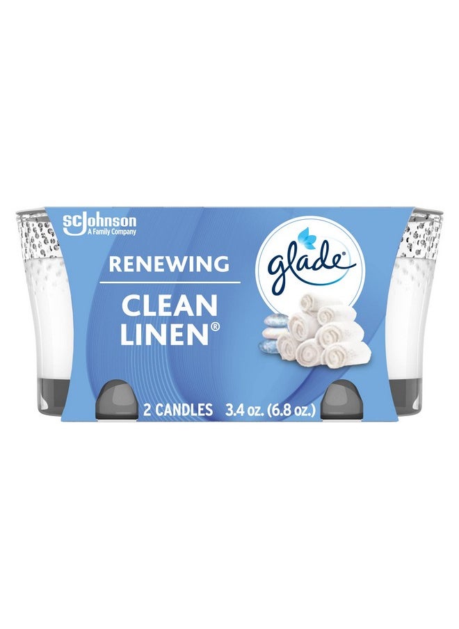 Glade Glade Candle Jar, Air Freshener, Clean Linen, 3.4 oz, 2 Count  - Image 1