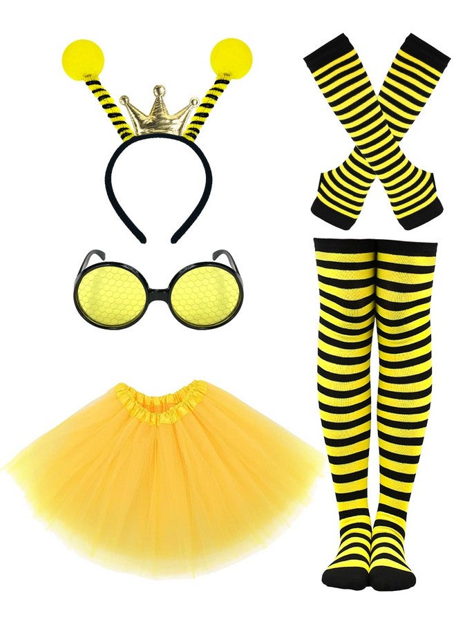 BleSky Bee Costume Kit Bee Costume Accessories Set Bee Antenna Headband Bee Sunglasses YellowTutu Skirt for Halloween Costume Honey Bee Party Cosplay - Image 1