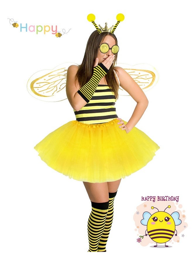 BleSky Bee Costume Kit Bee Costume Accessories Set Bee Antenna Headband Bee Sunglasses YellowTutu Skirt for Halloween Costume Honey Bee Party Cosplay - Image 2
