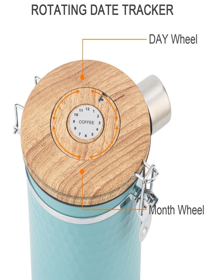 TEDSWAIT Coffee Canisters Airtight Coffee Bean Storage Container Kitchen Stainless Steel Food Storage Container with Scoop Date Tracker & CO2 Valve 61Fl Oz (Lake Blue) - Image 3