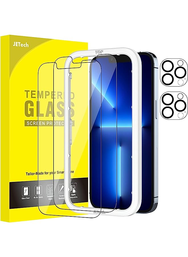 Jetech Screen Protector For Iphone 13 Pro 6.1-Inch With Camera Lens Protector (Not For Iphone 13), Easy-Installation Tool, Tempered Glass Film, 2-Pack Each - Image 1