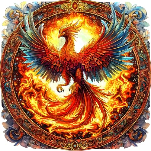 MINIWAN Phoenix Rising Jigsaw Puzzle Challenging 500 Piece Puzzle for Adults Unique Family Activity 20x20 Inch Great for Mindfulness Relaxation - Image 1