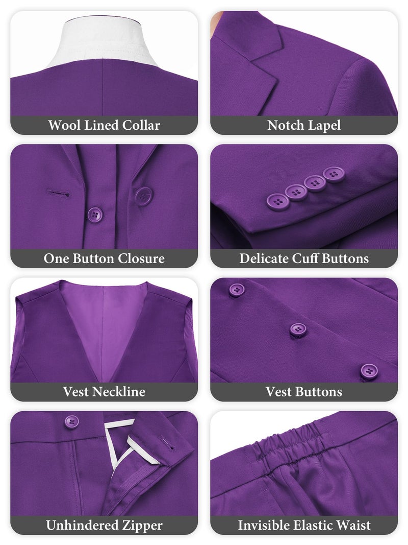 Kelyaa Women's 3 Piece Suit Lady Business Casual Office One Button Notched Lapel Slim Fit Blazer Jacket Vest Pants Set - Image 3