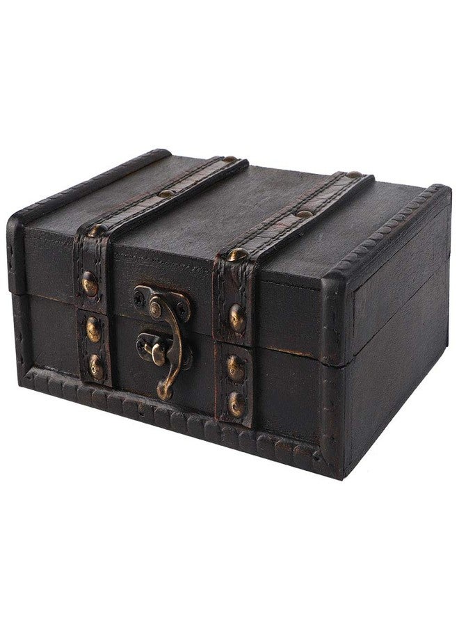 Zerodis Wooden Storage Chest, Vintage Treasure Chest with Lock, Jewelry Box, Craft Collection Case, Photographic Prop - Image 3