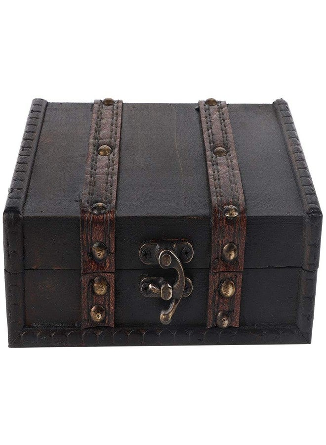 Zerodis Wooden Storage Chest, Vintage Treasure Chest with Lock, Jewelry Box, Craft Collection Case, Photographic Prop - Image 2