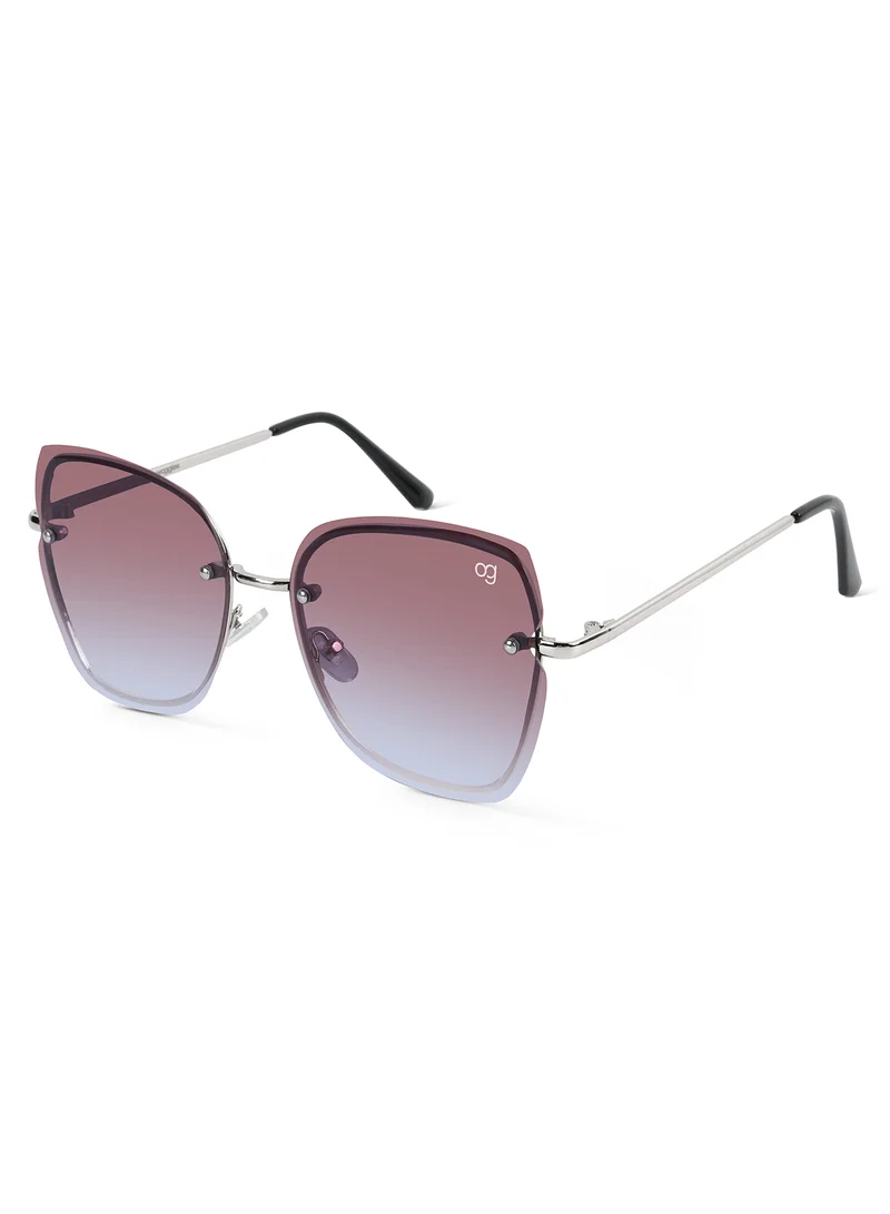 Woggles Latest & Stylish UV Protected Gradient Purple Cateye Rimless Sunglasses for Women